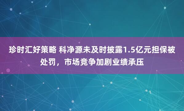 珍时汇好策略 科净源未及时披露1.5亿元担保被处罚，市场竞争加剧业绩承压